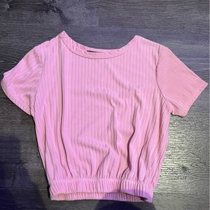 pink stripe tee with elastic bottom